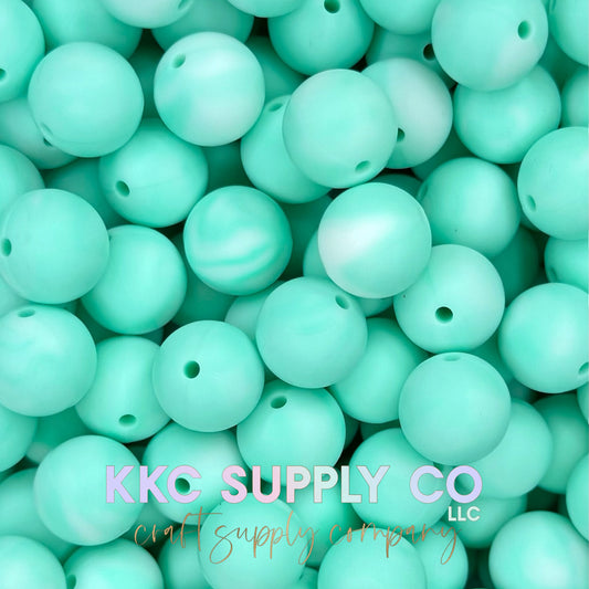 SS102-Minty Marble Solid Silicone Beads