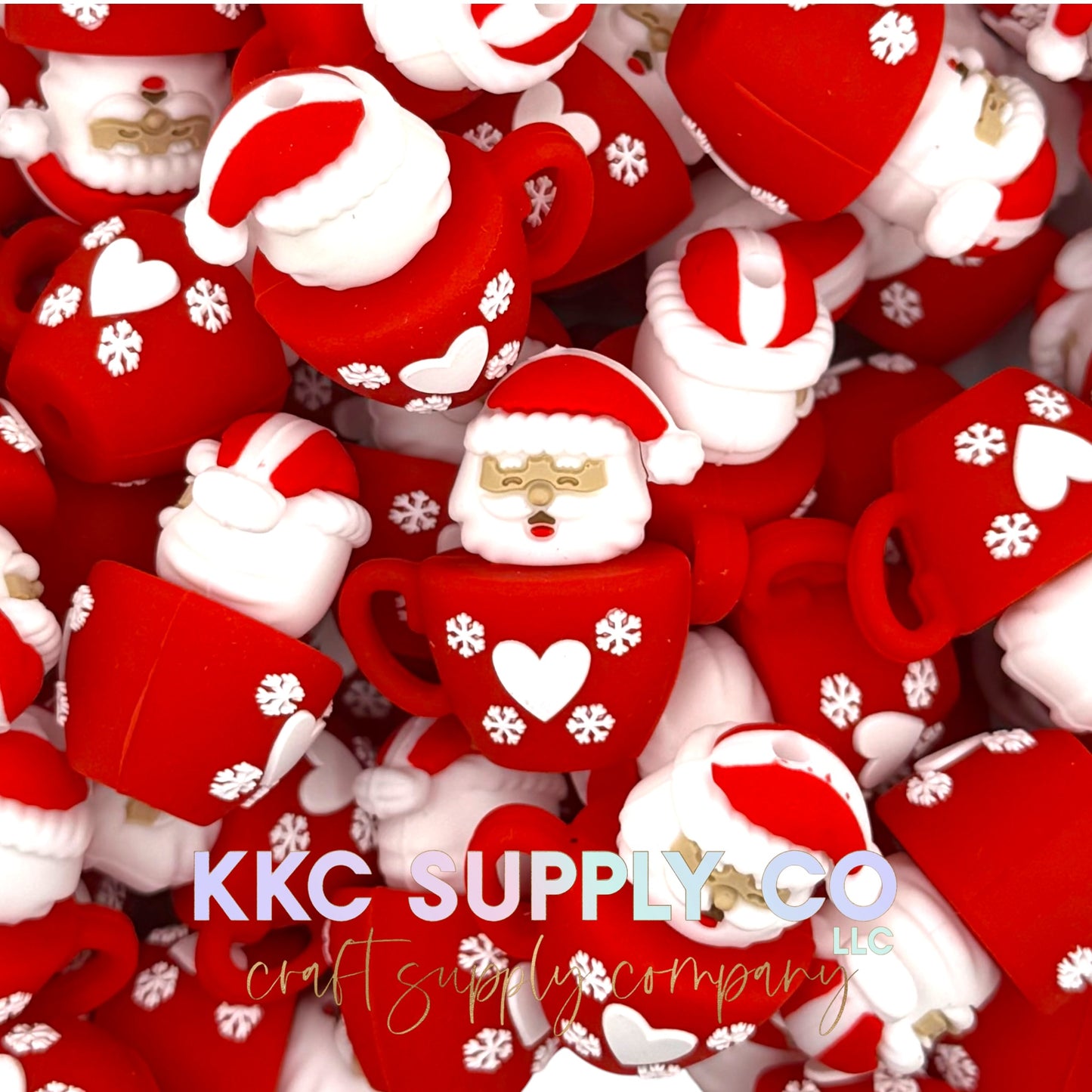 Santa Coffee Cup 3D Silicone Focal Bead