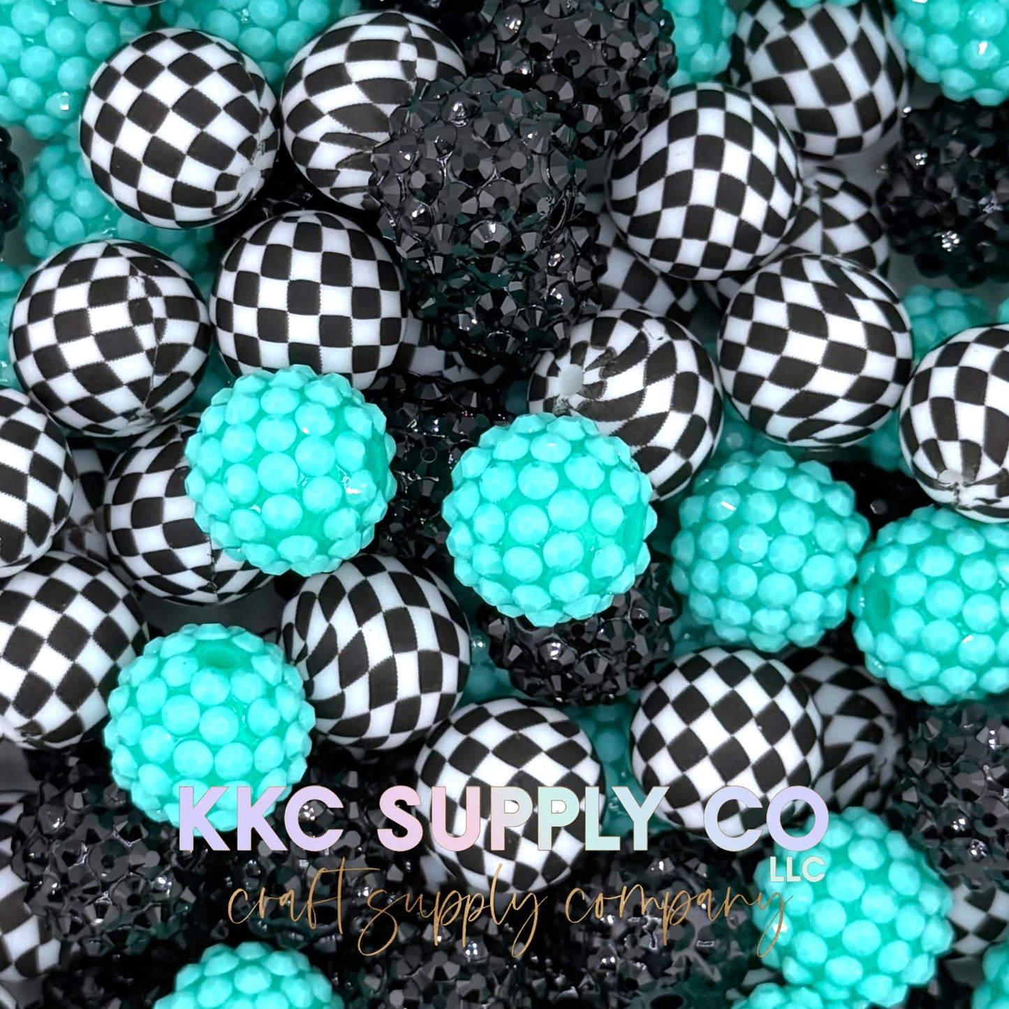 Turquoise Checker Bead Mix-30 Count