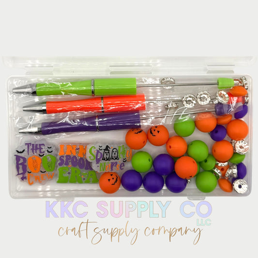 Green, Orange and Purple Halloween Pen and Bead Bundle - 40 Count