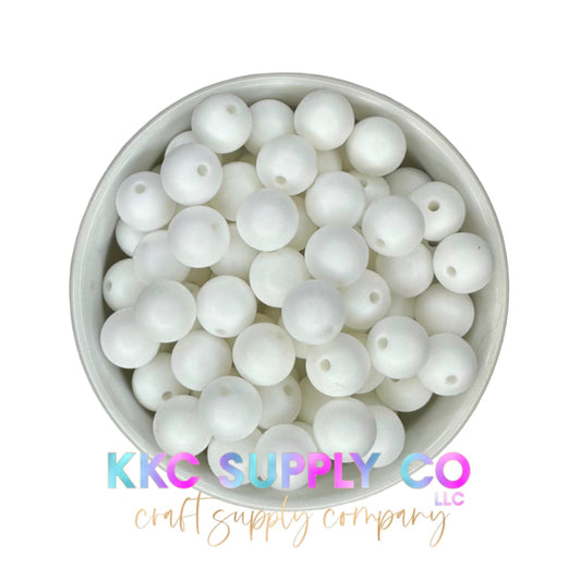 SS23-White Solid Silicone Bead Round 12mm