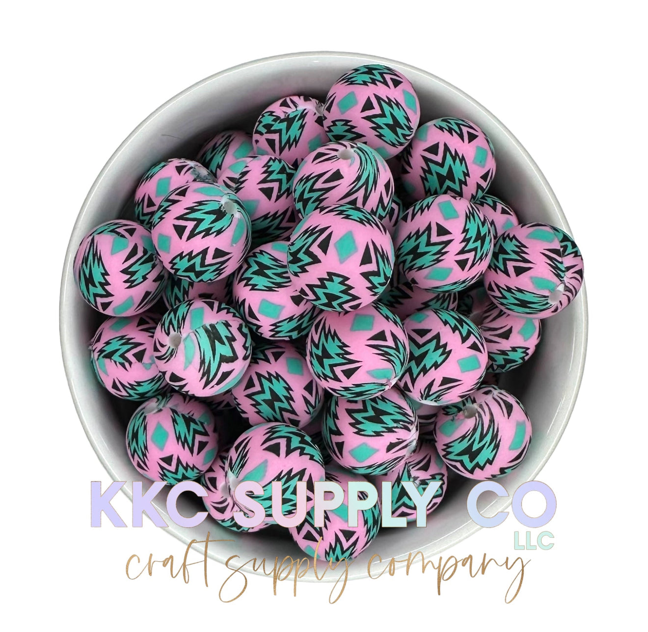 SP111-Turquoise and Pink Aztec Silicone Beads