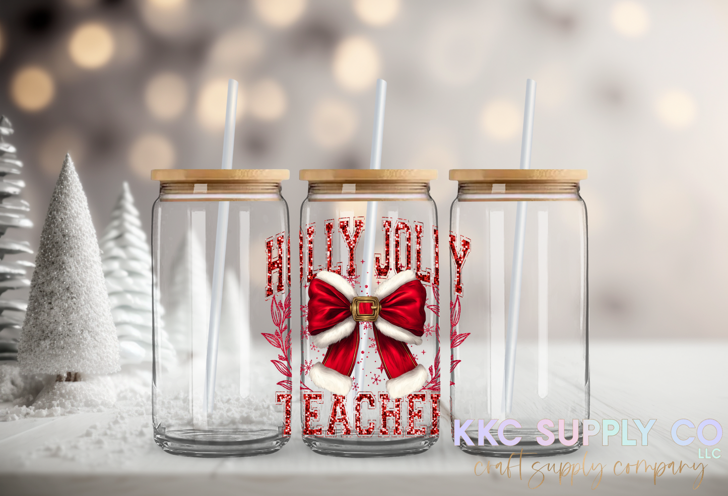 UV16124-Holly Jolly Teacher UV DTF Decal