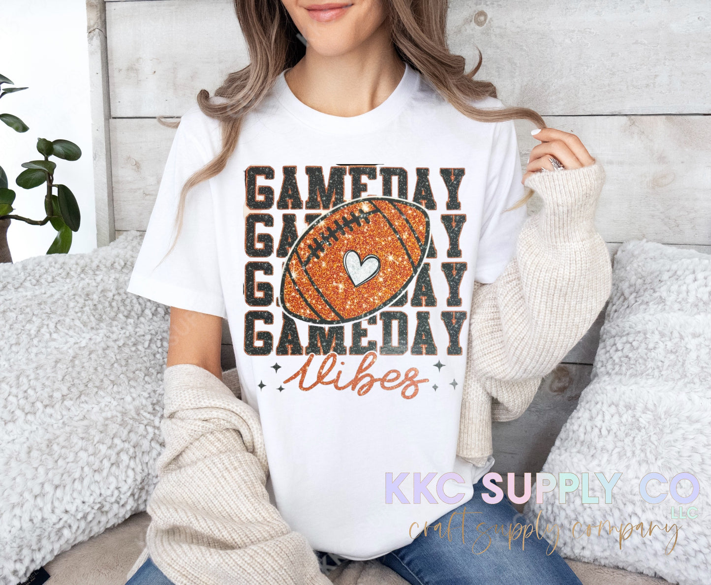 #15-Game Day Faux Glitter DTF T-Shirt Transfer