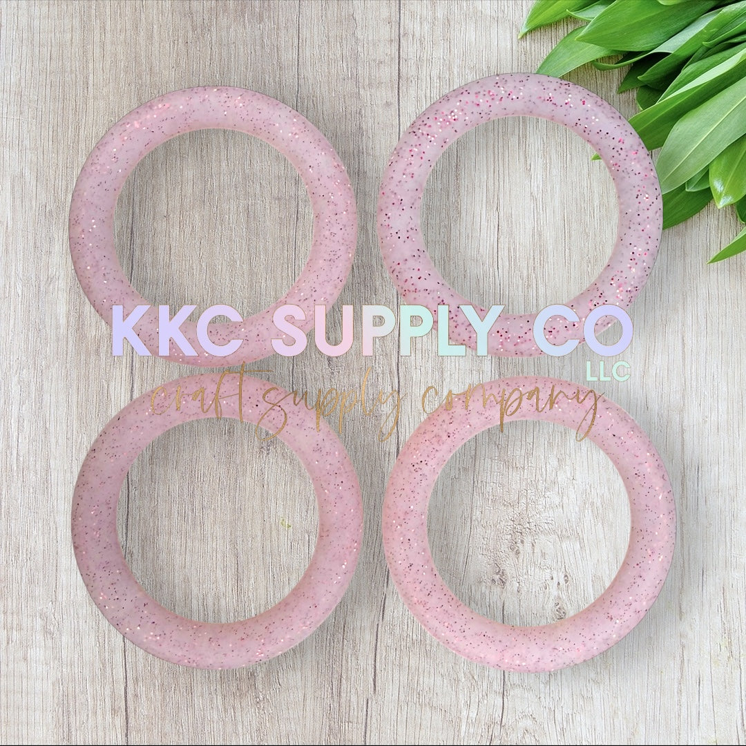 SG32-Pink Glitter Silicone Beads