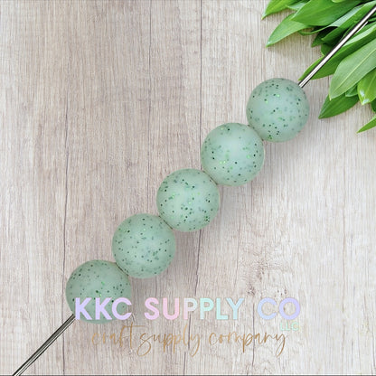 SG33-Green Glitter Silicone Beads