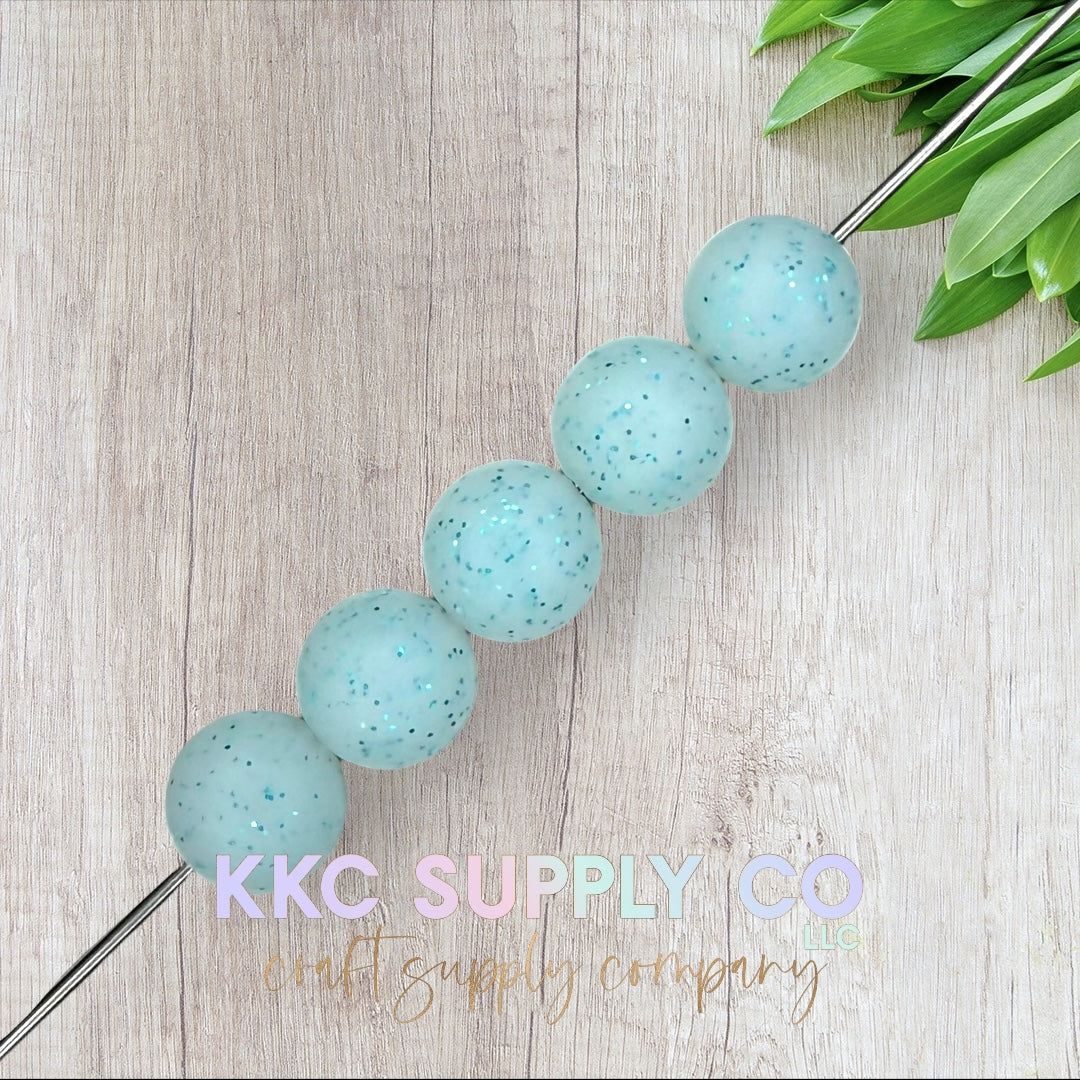 SG31-Blue Glitter Silicone Beads