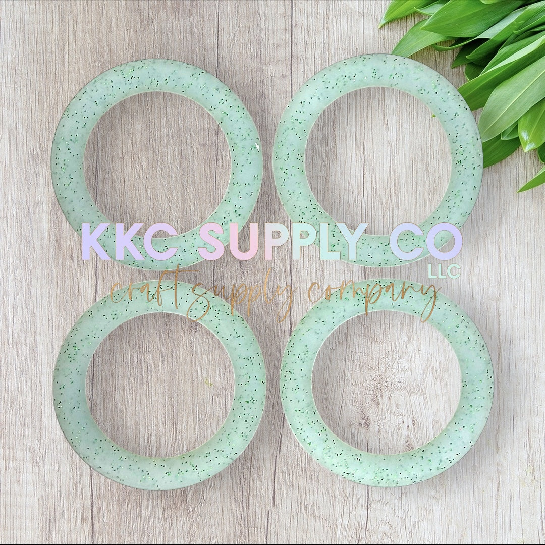 SG33-Green Glitter Silicone Beads