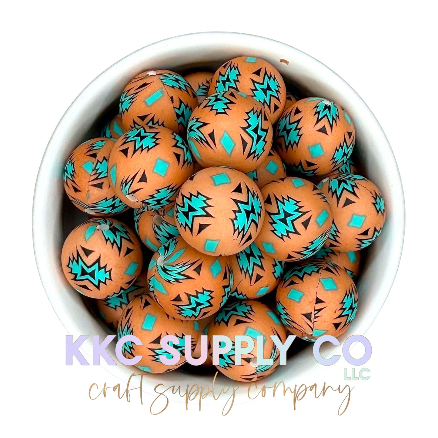 SP181-Turquoise and Desert Sand Aztec Silicone Beads