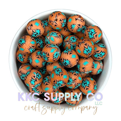 SP181-Turquoise and Desert Sand Aztec Silicone Beads