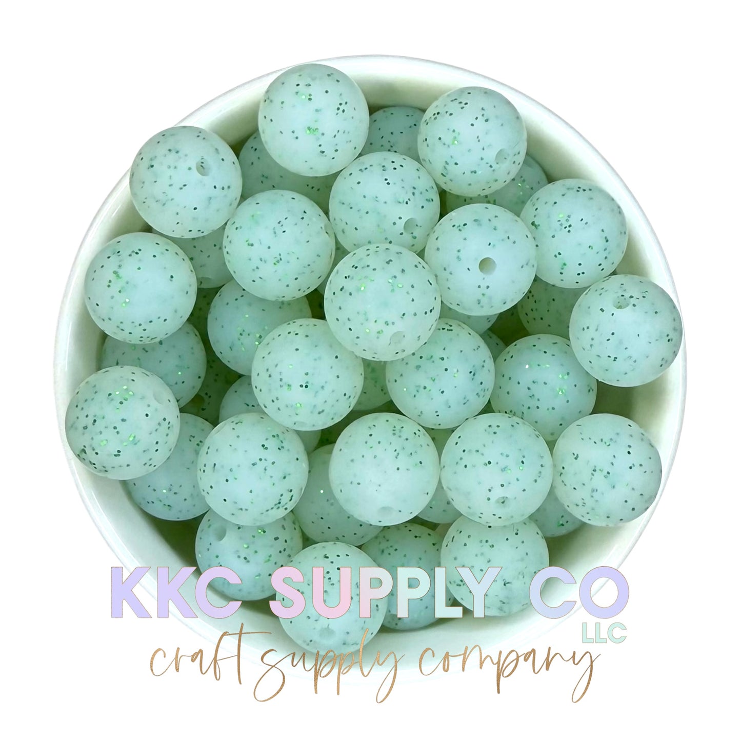 SG33-Green Glitter Silicone Beads