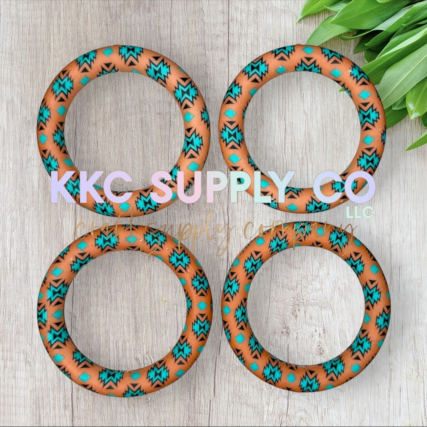 SP181-Turquoise and Desert Sand Aztec Silicone Beads