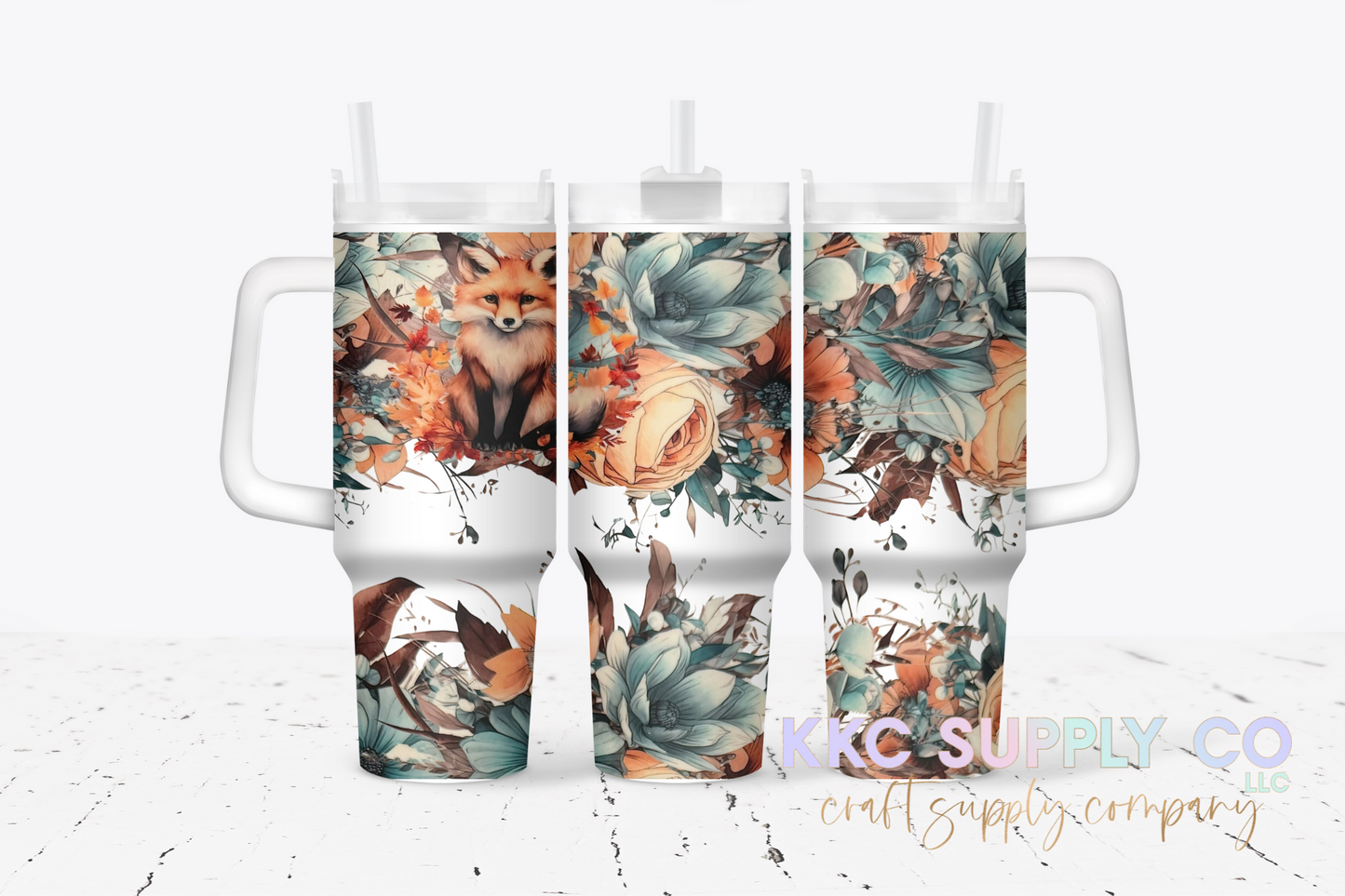 UV4042S-Fox Floral 40oz UV DTF Wrap Set