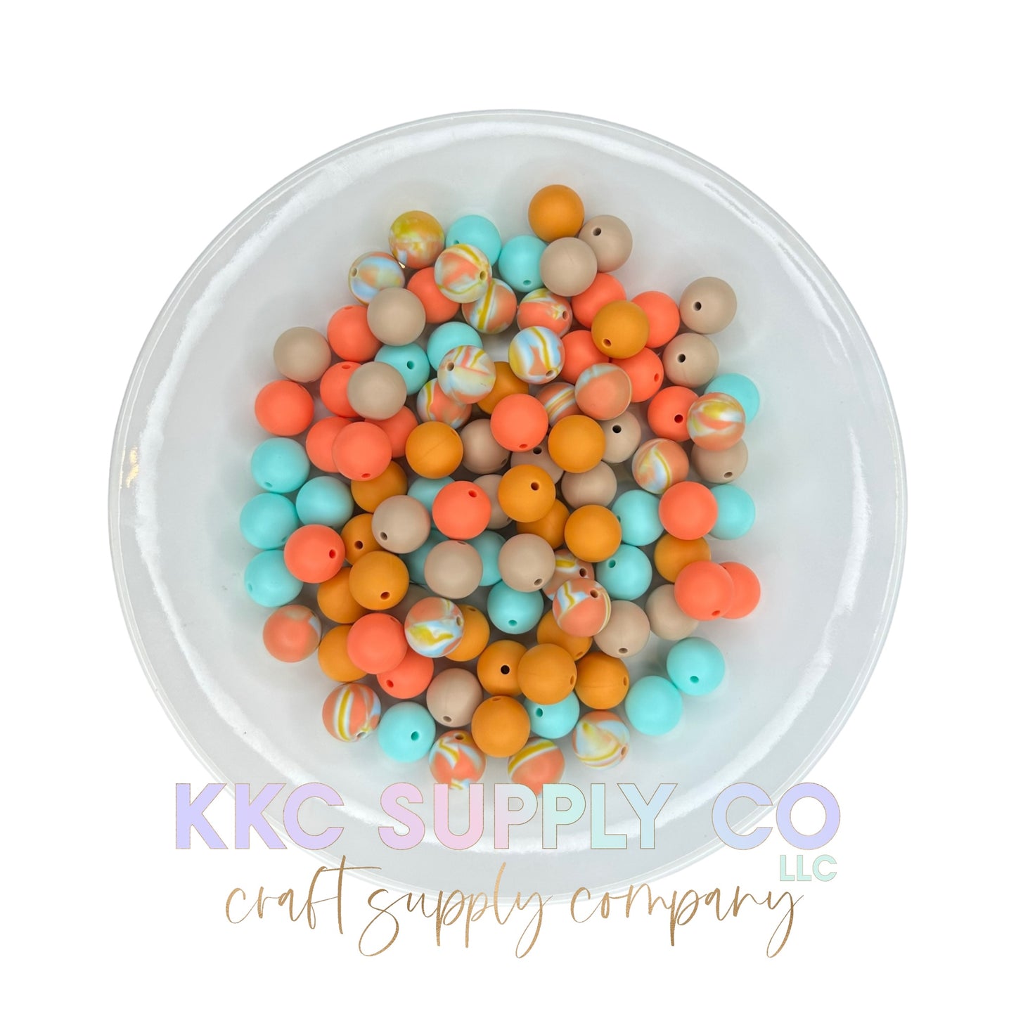 Desert Marble 15mm Silicone Bead Mix-50 Count