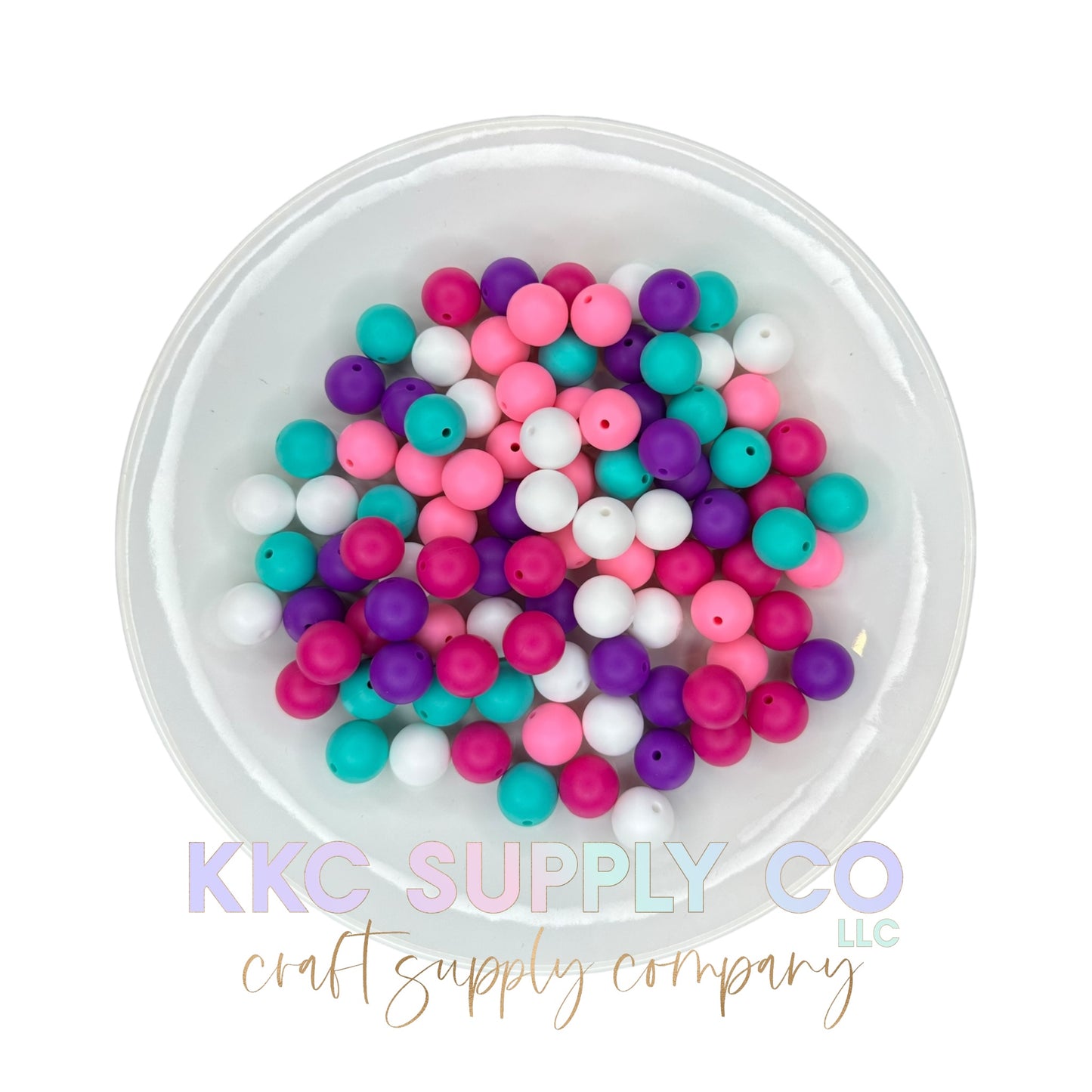Spring 15mm Solid Silicone Bead Mix-50 Count