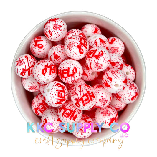 P7 15mm 10 pk Red Splattered Print Silicone Beads – RD Creations 1stop