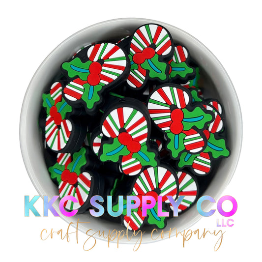 Candy Cane Silicone Focal Bead