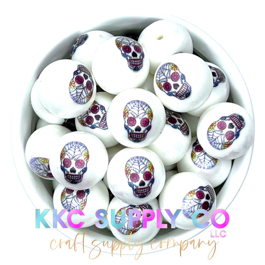 Sugar Skull Bubblegum Bead 20mm