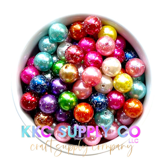 Solid Glitter Bubblegum Bead 12mm