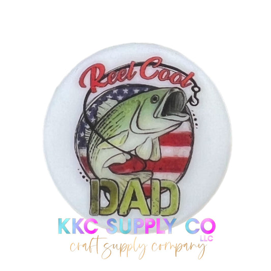 Reel Cool Dad Round Silicone Focal Bead