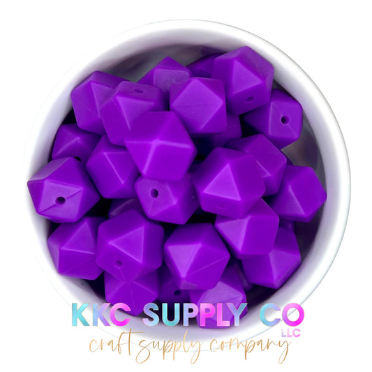 SS32-Dark Purple Solid 14mm Hexagon Silicone Bead