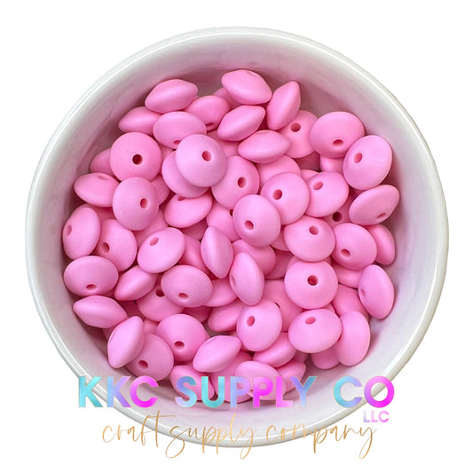 SS52-Candy Pink Silicone Lentil Bead 12mm