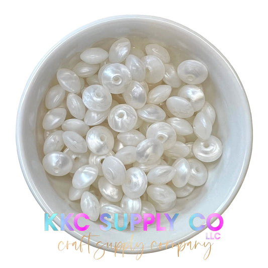 SS02-White Shimmer 12mm Silicone Lentil Bead