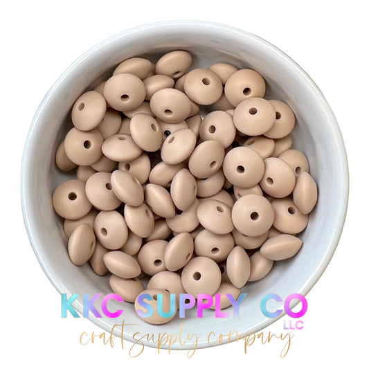 SS40-Oatmeal 12mm Silicone Lentil Bead
