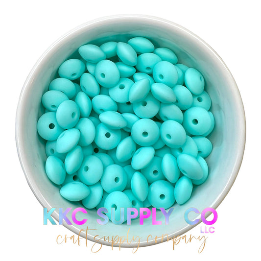 SS34-Bright Mint Green Silicone Lentil Bead 12mm