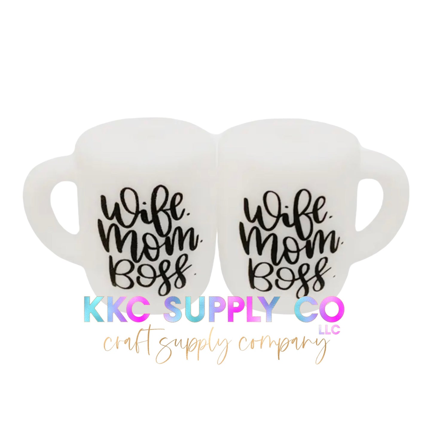 Wife.Mom.Boss Coffee Cup Silicone Focal Bead