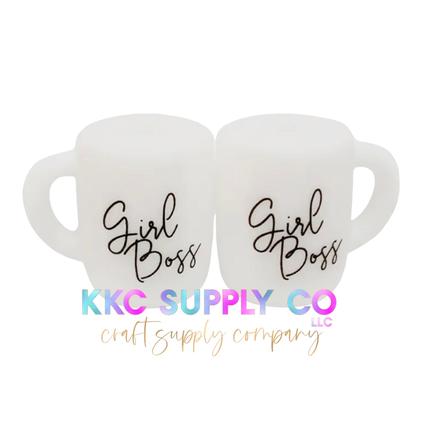 Girl Boss Coffee Cup Silicone Focal Bead