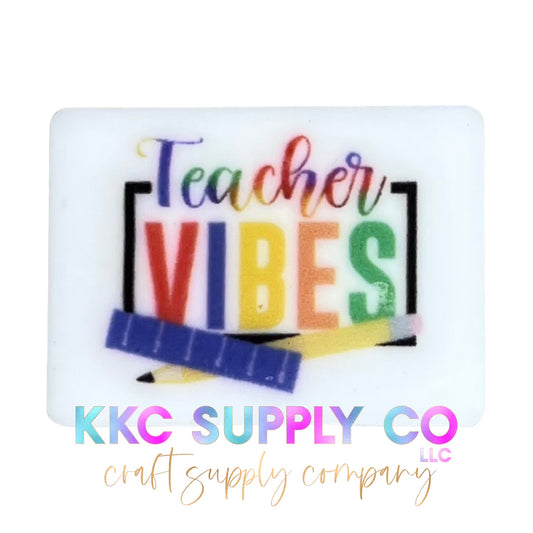 Teacher Vibes Rectangle Silicone Focal Bead