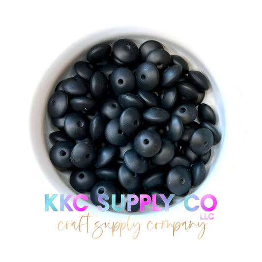 SS13-Black Silicone Lentil Bead 12mm