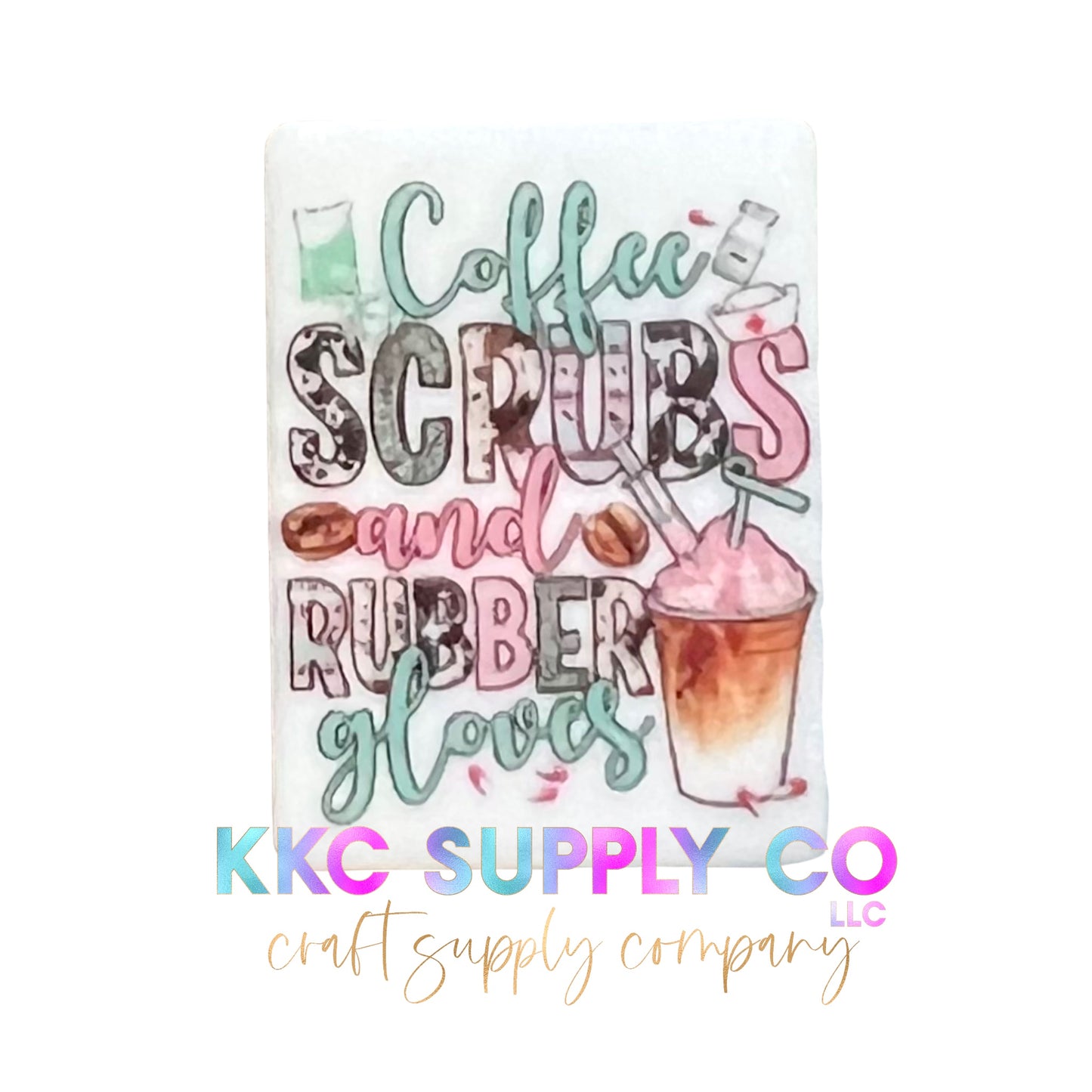 Coffee Scrubs and Rubber Gloves Rectangle Silicone Focal Bead