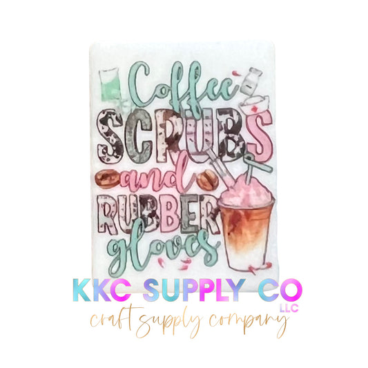 Coffee Scrubs and Rubber Gloves Rectangle Silicone Focal Bead