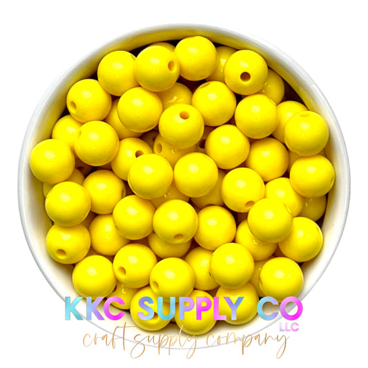 Yellow Solid Bubblegum Bead 12mm