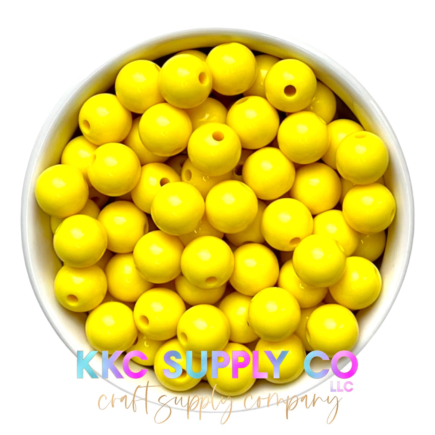 Yellow Solid Bubblegum Bead 12mm