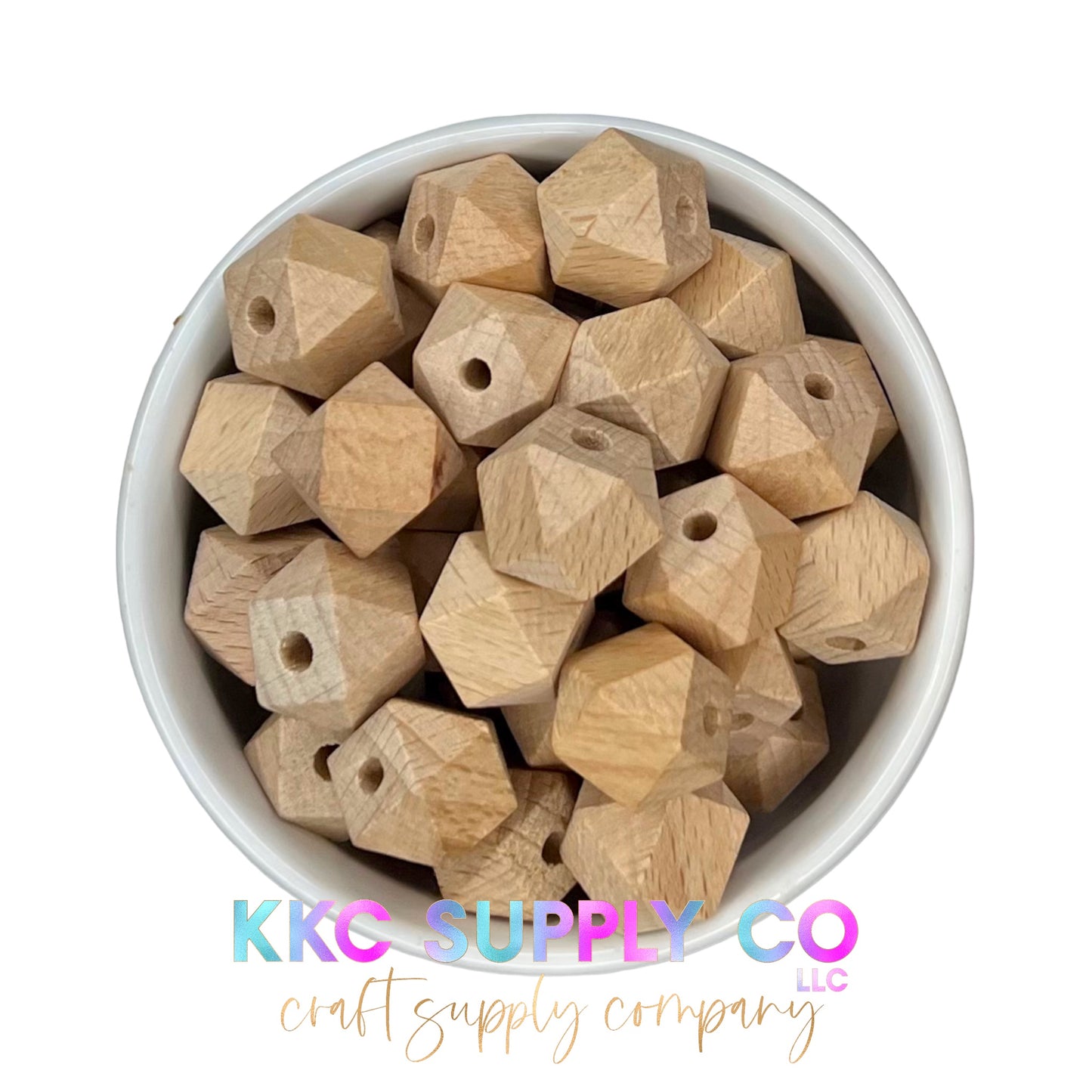 Beech Wood Solid Hexagon Bead