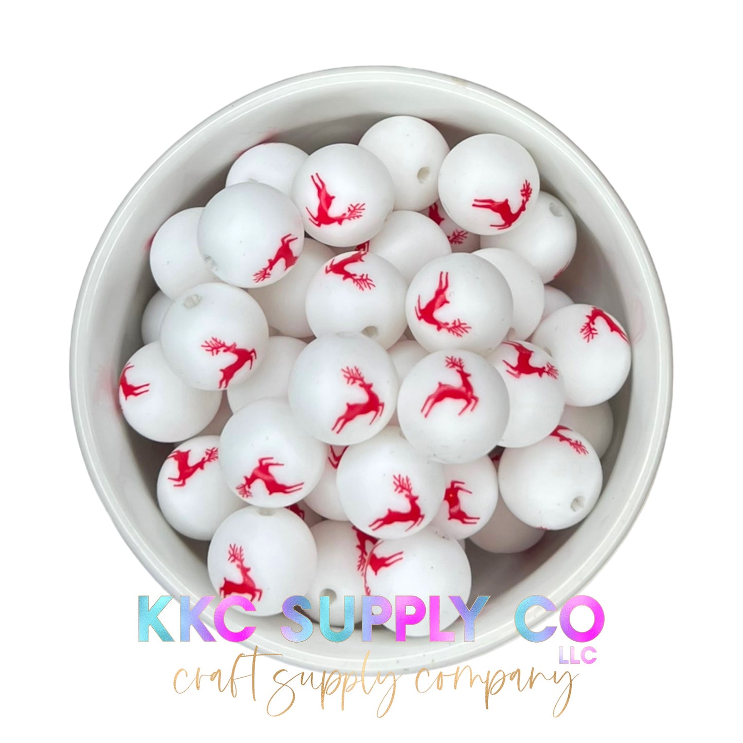 SP64-Red Reindeer 15mm Silicone Bead