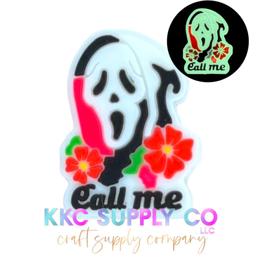 Call Me Ghost Face Silicone Focal Bead-Glow In The Dark