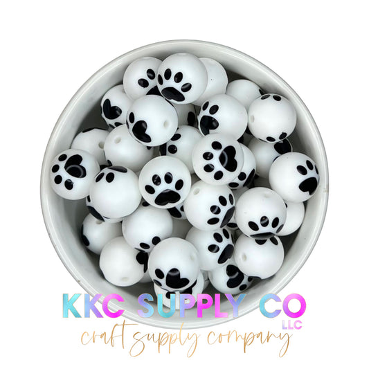 SP107-Paw Print Silicone Bead 15mm