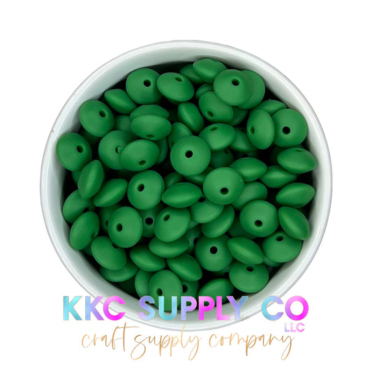 Evergreen 12mm Silicone Lentil Bead