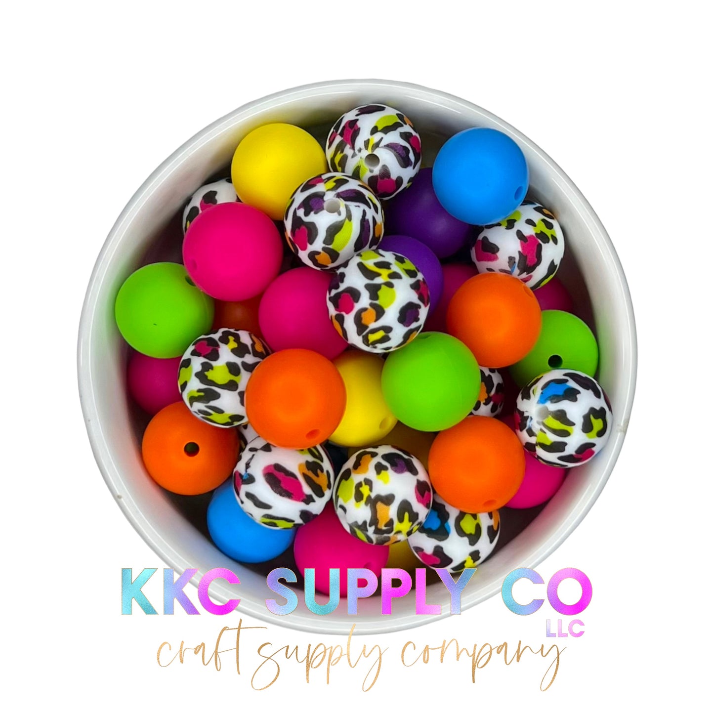 Neon Leopard 15mm Silicone Bead Mix
