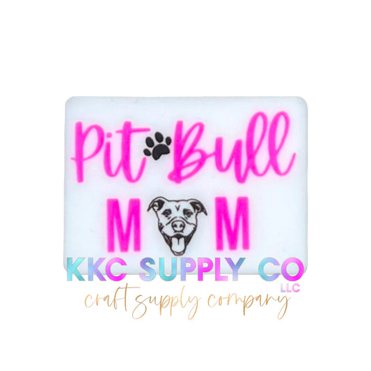 Pitbull Mom Rectangle Silicone Focal Bead *KKCSC Exclusive*