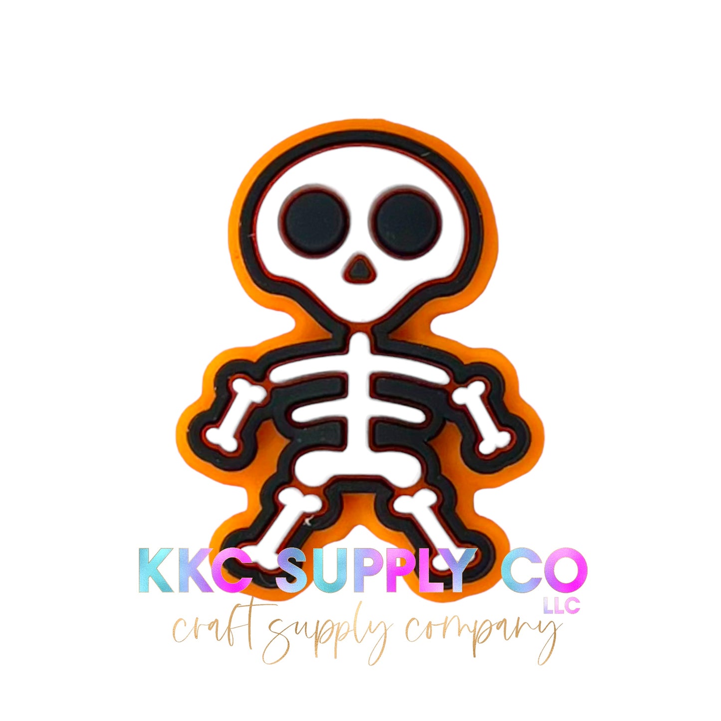 Orange Skeleton Halloween Silicone Focal Bead