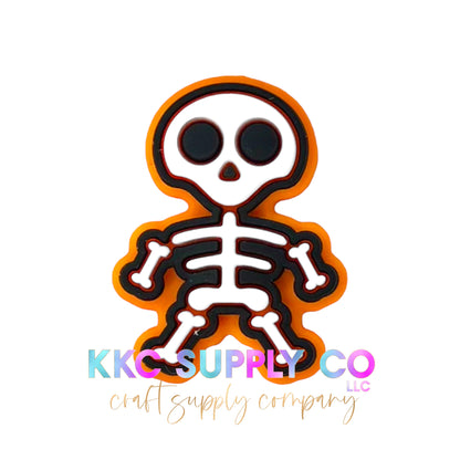 Orange Skeleton Halloween Silicone Focal Bead