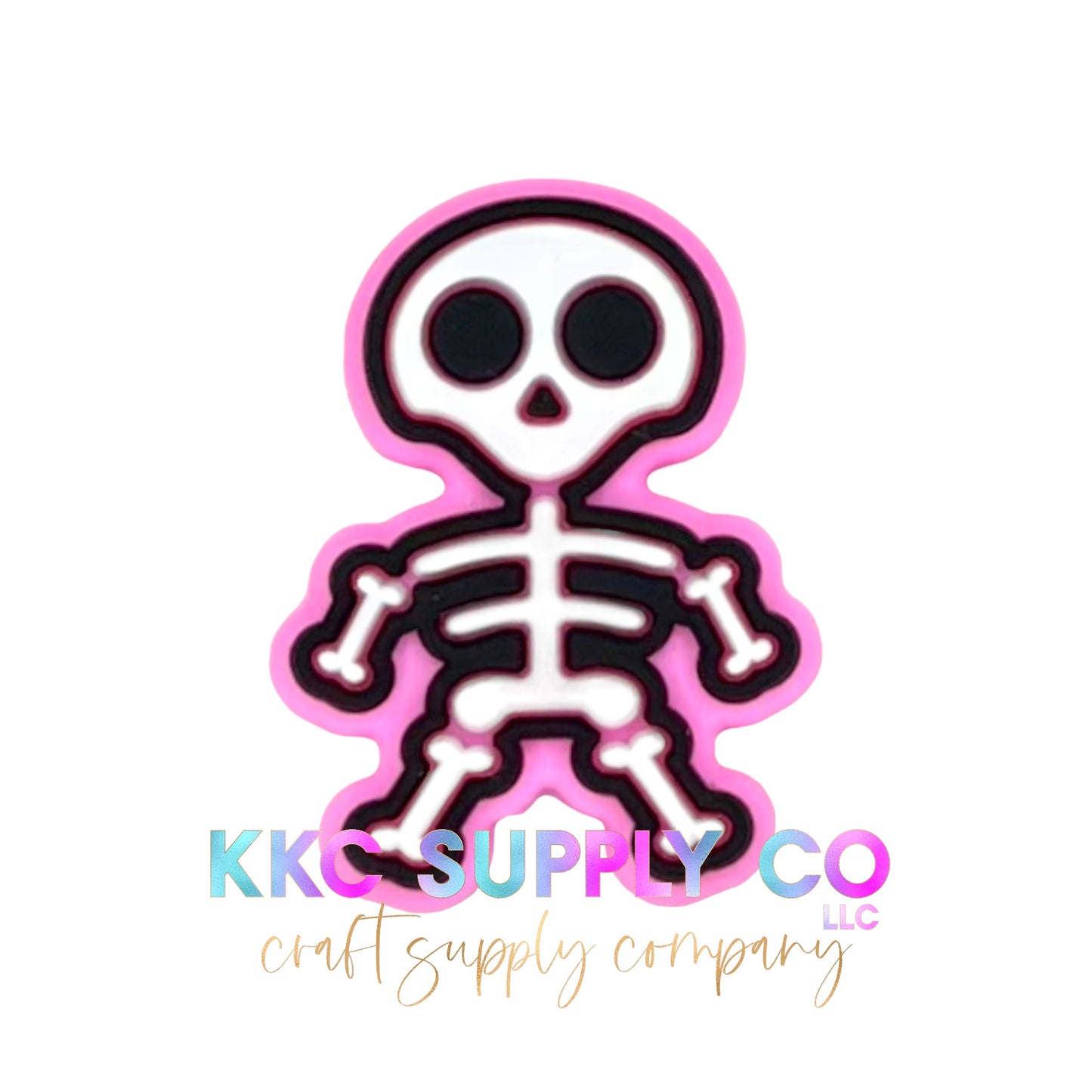 Pink Skeleton Halloween Silicone Focal Bead