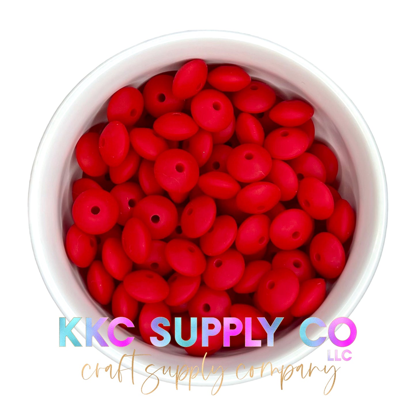 SS43-Scarlet Red Silicone Lentil Bead 12mm