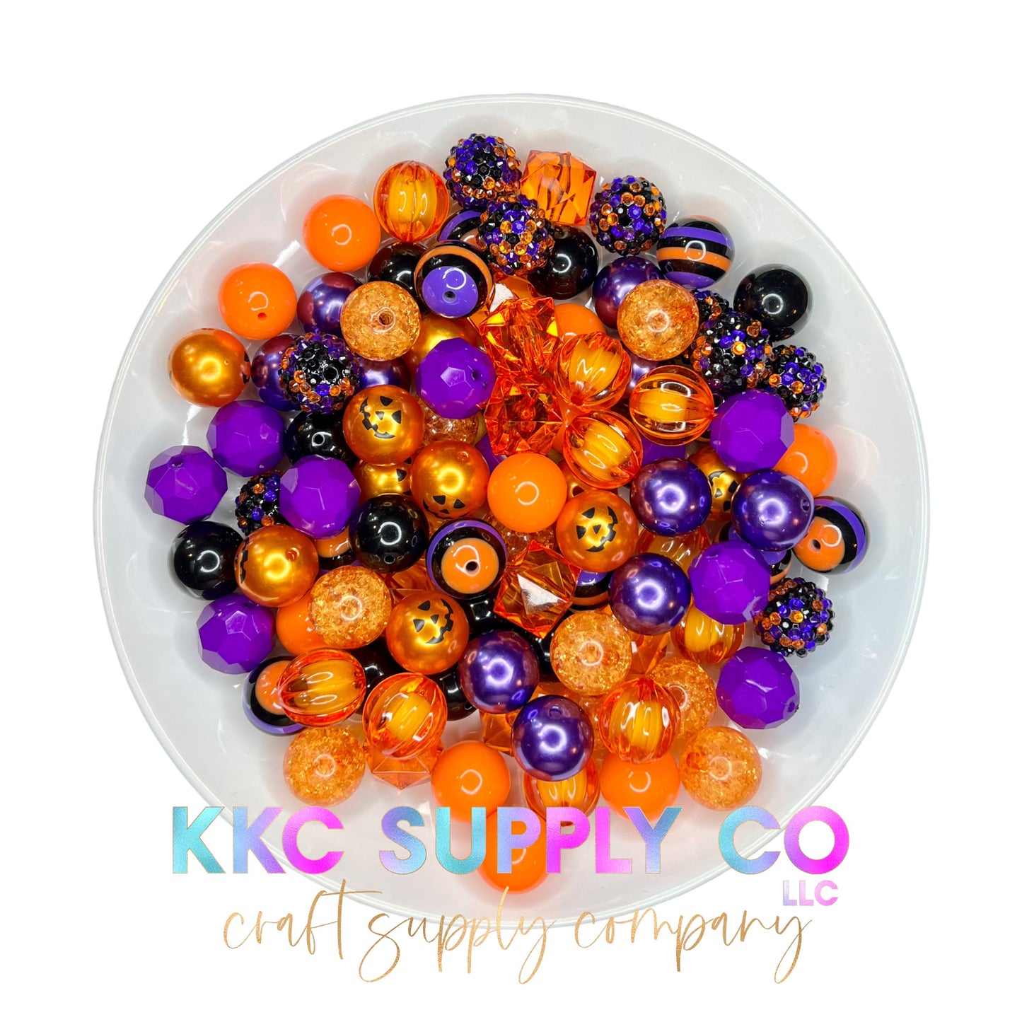 Purple & Orange Pumpkin Bubblegum Bead Mix 20mm