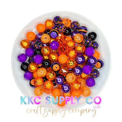 Purple & Orange Pumpkin Bubblegum Bead Mix 20mm